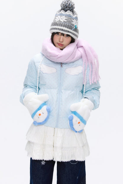 Hooded Polka Dot Down Jacket