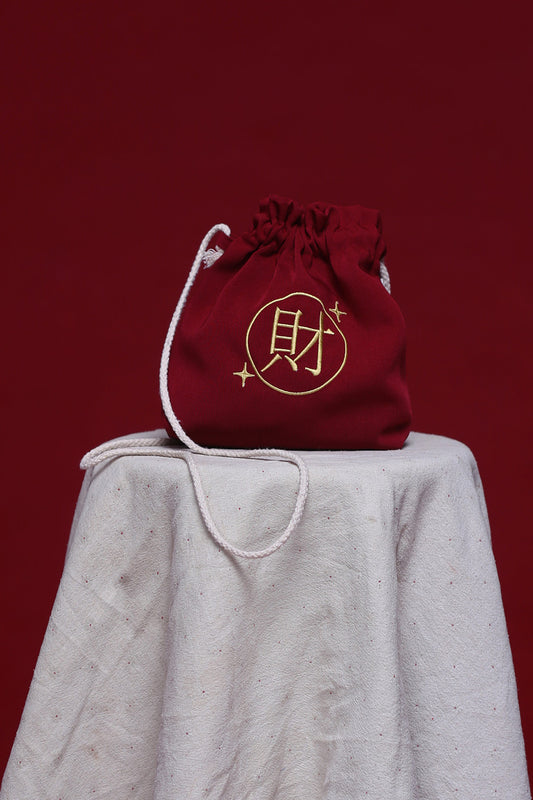 Maroon Embroidered Fortune Crossbody Bag