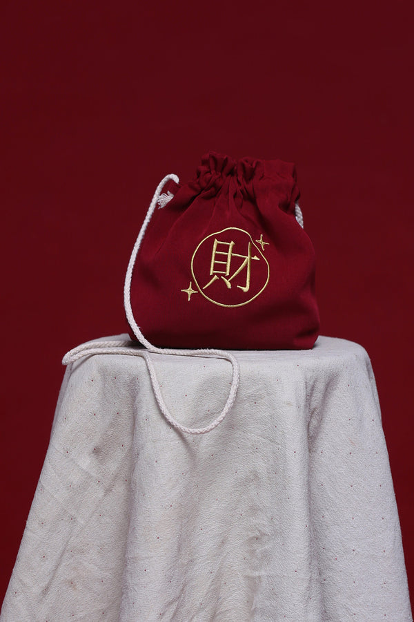 Maroon Embroidered Fortune Crossbody Bag