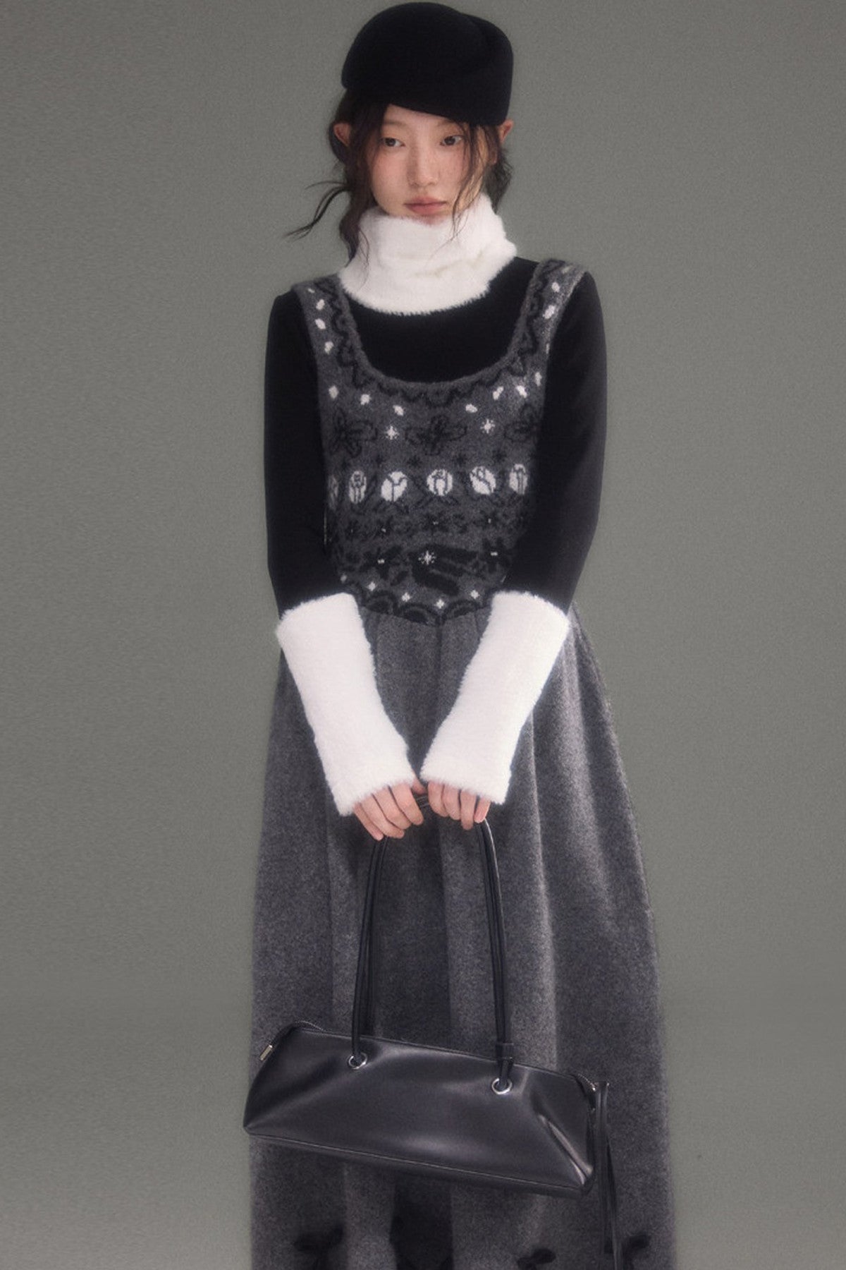 Tulip Bird Fair Isle Jacquard Knit Dress