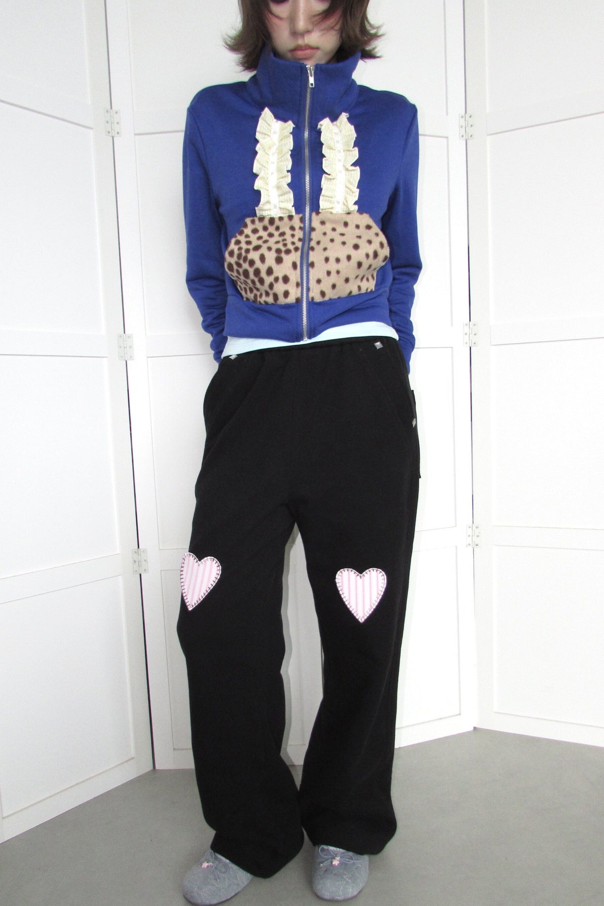 Heart Patch Wide Leg Sweatpants