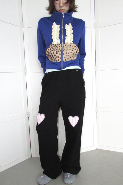Heart Patch Wide Leg Sweatpants