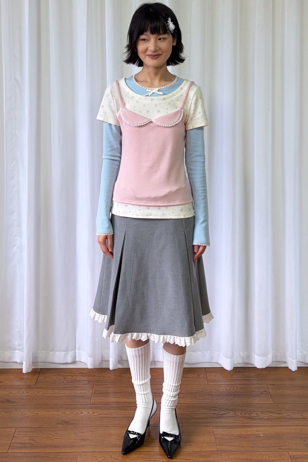 Patchwork Layered-Look Long-Sleeve T-Shirt