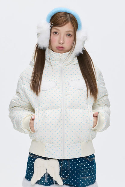 Hooded Polka Dot Down Jacket