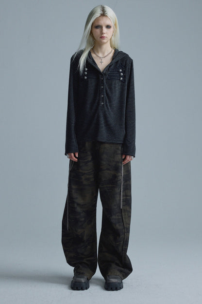 Chain Scimitar Camo Wide-Leg Pants