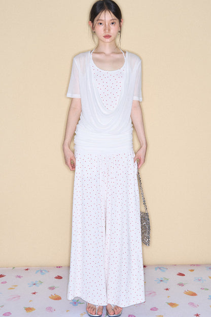 Retro Polka Dot Foldable Strapless Wide Leg Trousers