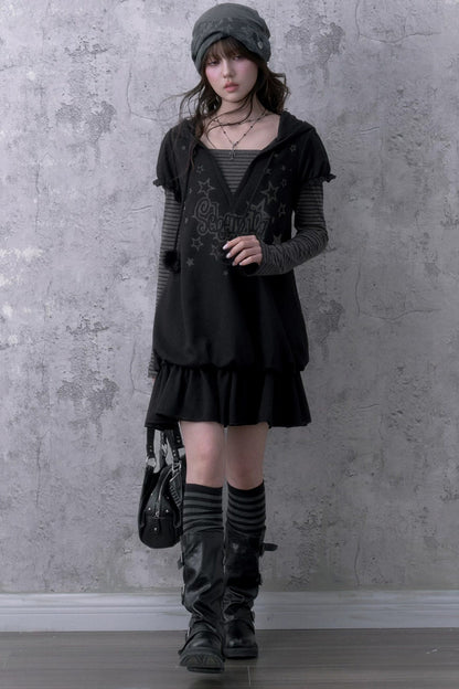 Loose Floral Hooded Sweatshirt Dress
