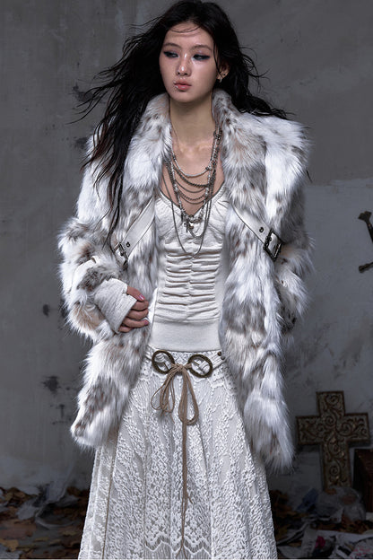 Large Lapel Faux Fur Coat