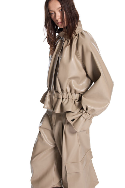 Ruffled Punk Leather Jacket