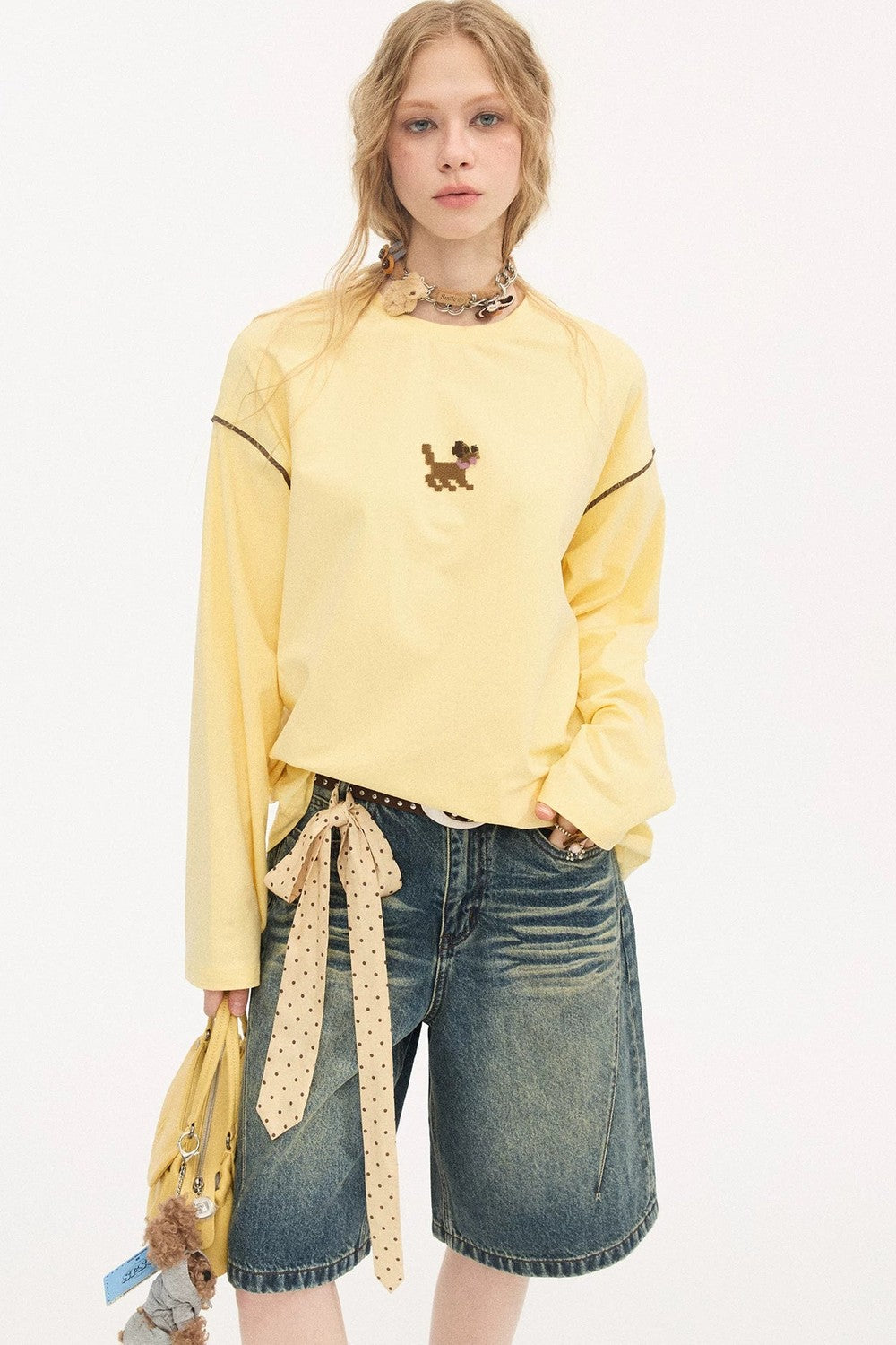 Cartoon Puppy Embroidery T-Shirt