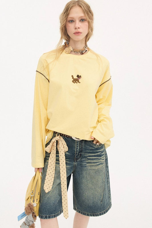 Cartoon Puppy Embroidery T-Shirt