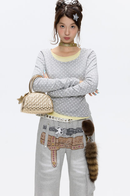 Polka Dot Layered-Look Blouse