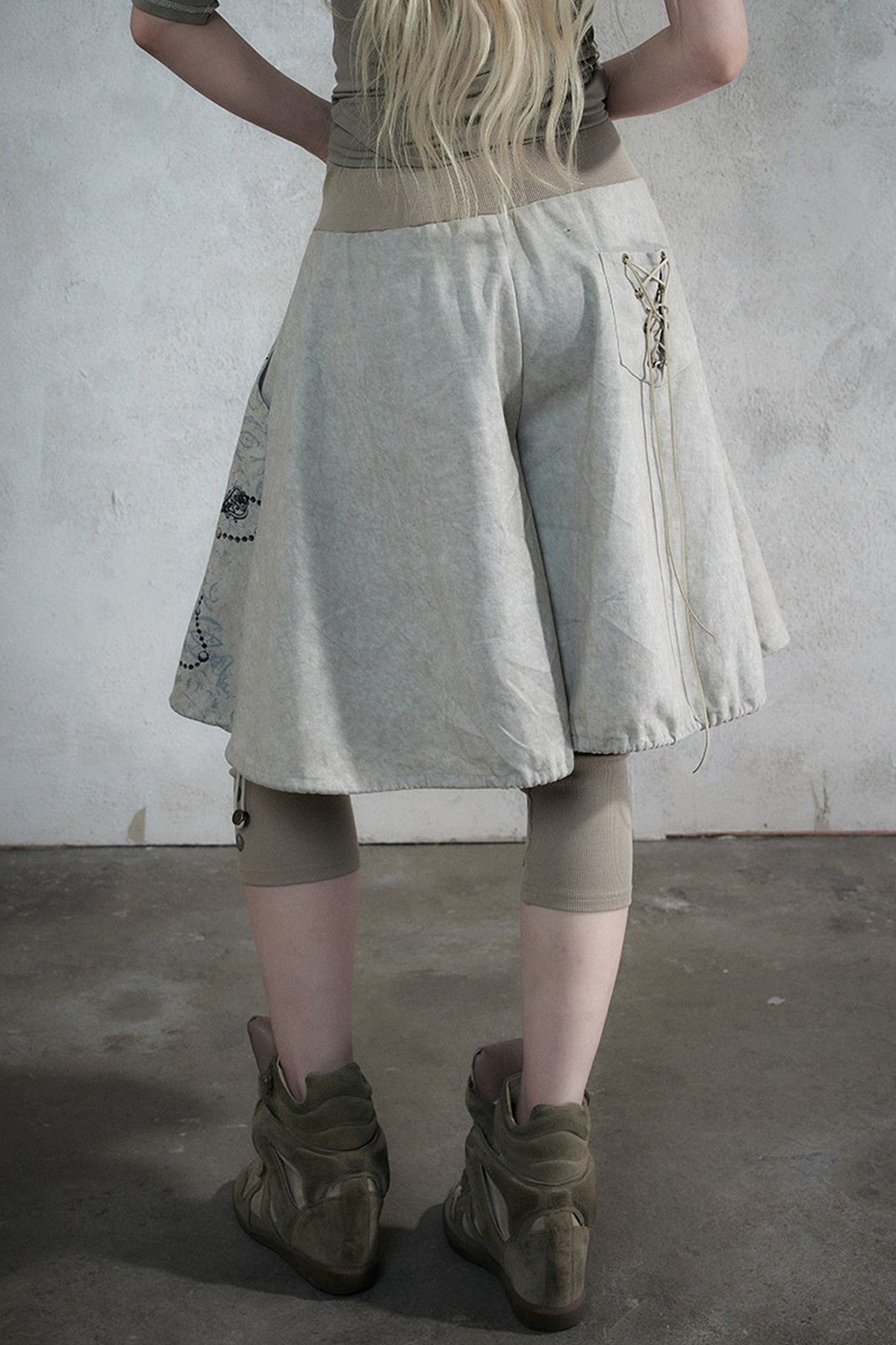 Punk Print Layered-Look Skirt
