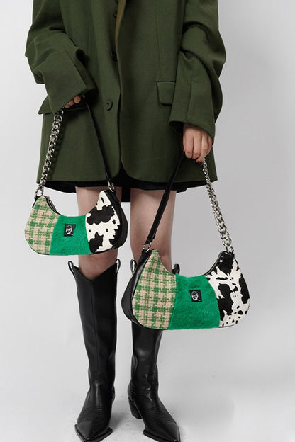 Genuine Leather Color-Block Bag