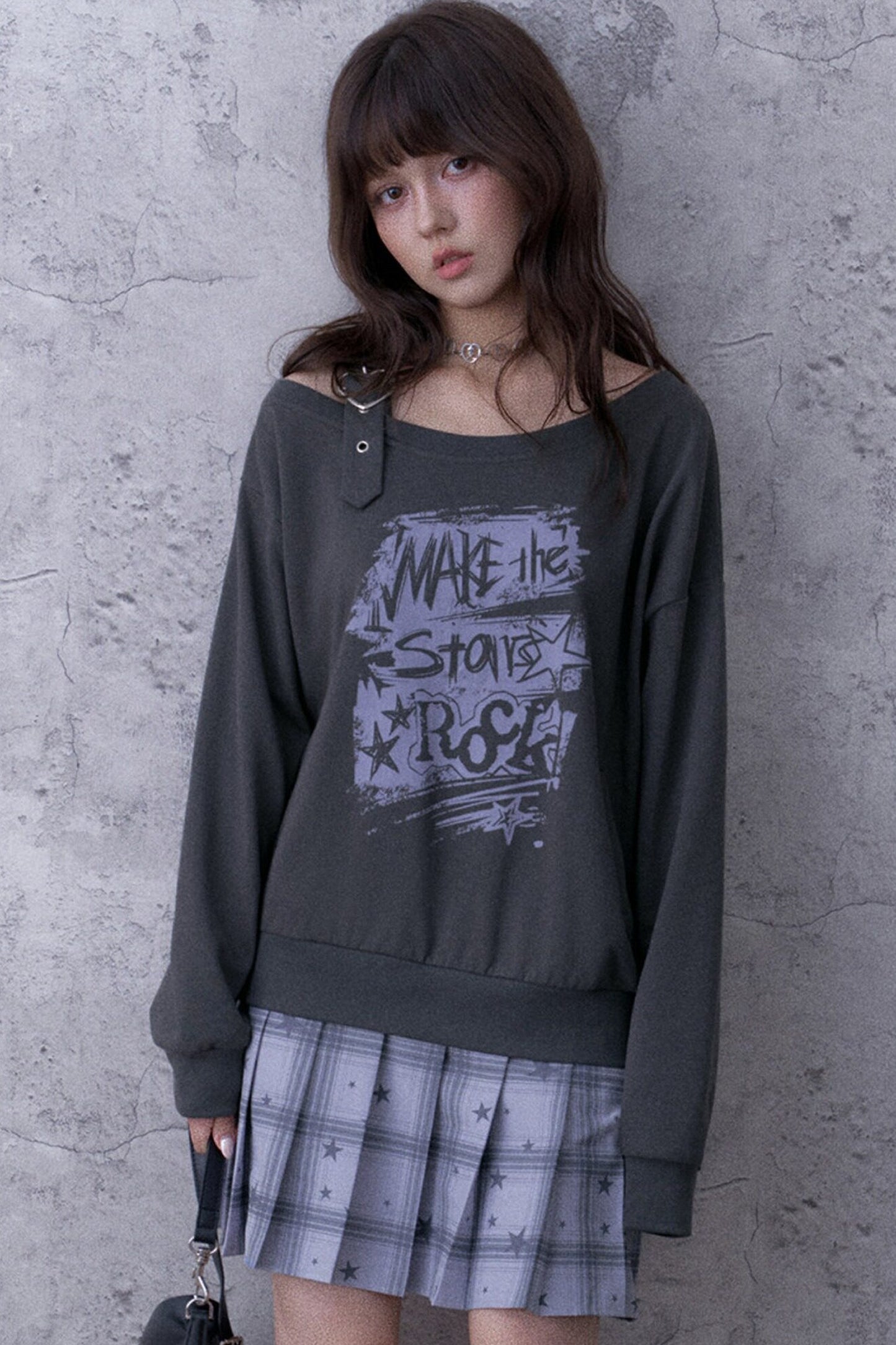 Graffiti Off-Shoulder Hoodie Dress
