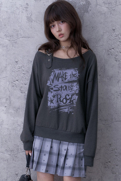 Graffiti Off-Shoulder Hoodie Dress