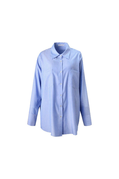 Nautical Blue White Striped Blouse
