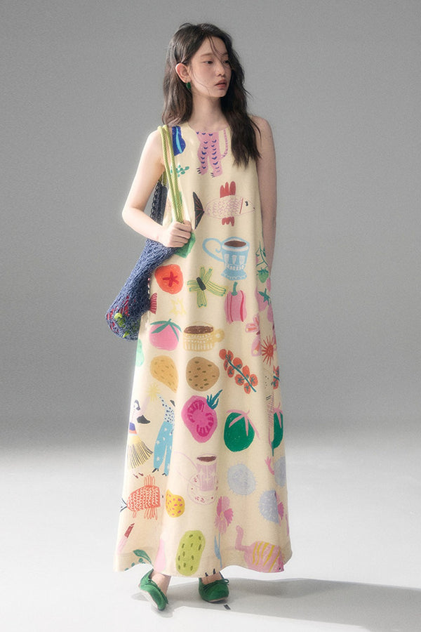 Qianshan Hand-Painted Tank Dress