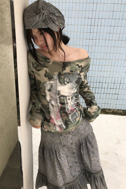 Wendbares Langarmhemd aus Camouflage-Jacquard