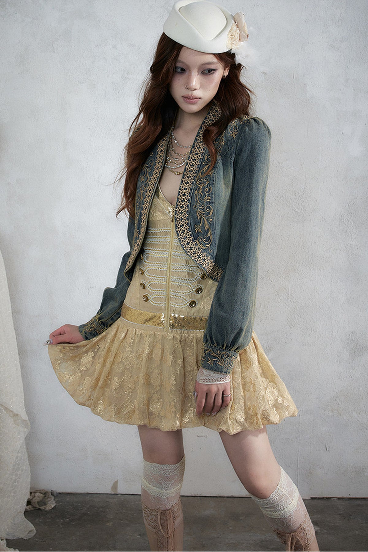 Distressed Embroidered Denim Jacket