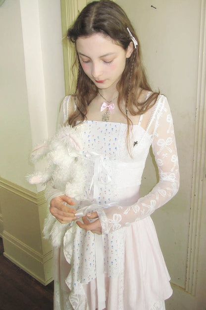 Bear Print Bow Blouse