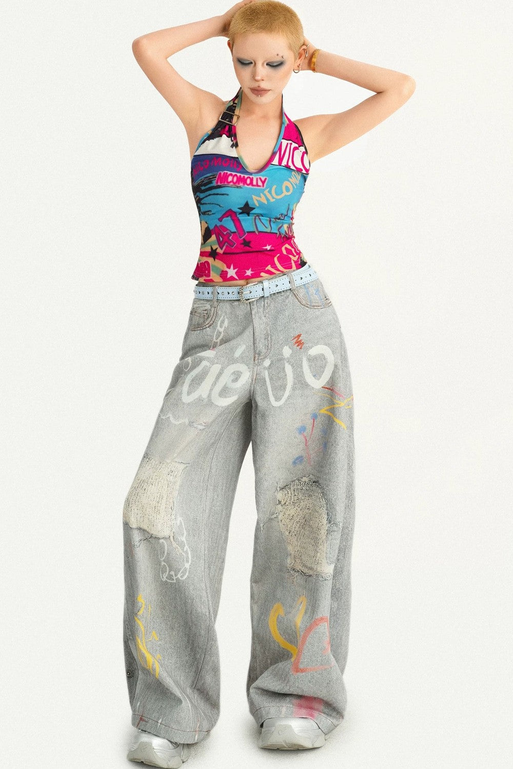 Heart Graffiti Ripped Jeans