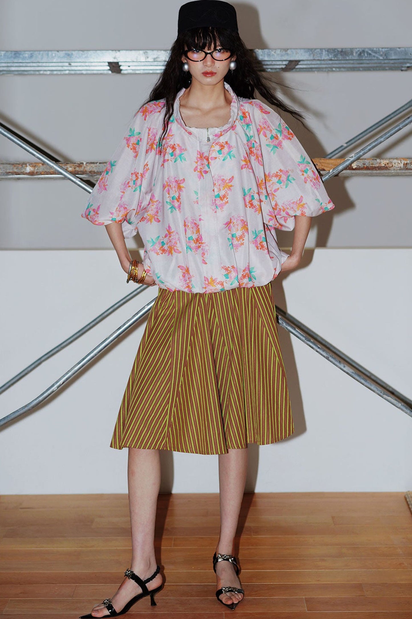 Retro Striped A-Line Skirt