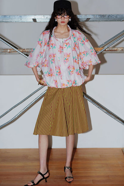 Retro Striped A-Line Skirt