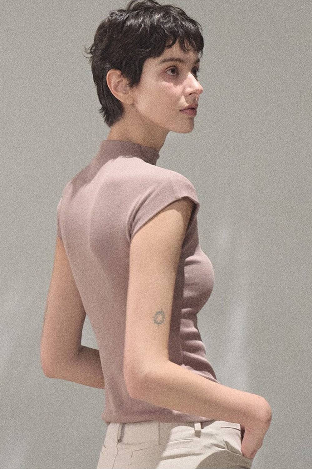 Ribbed Lyocell Short Sleeve Top