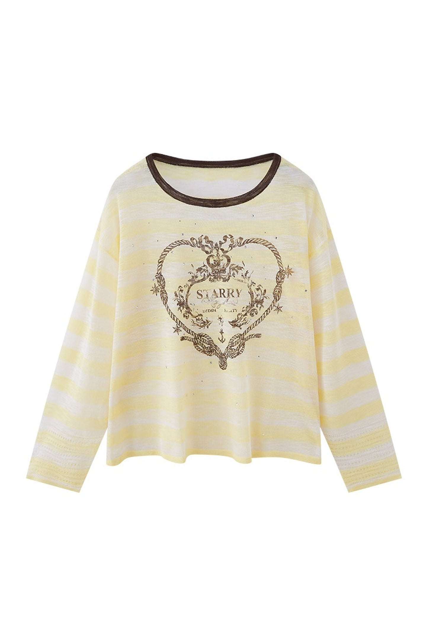 Knotted Heart Striped Knit Blouse
