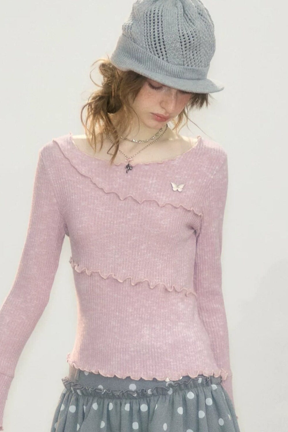 Pink Bell Sleeve Knit Top