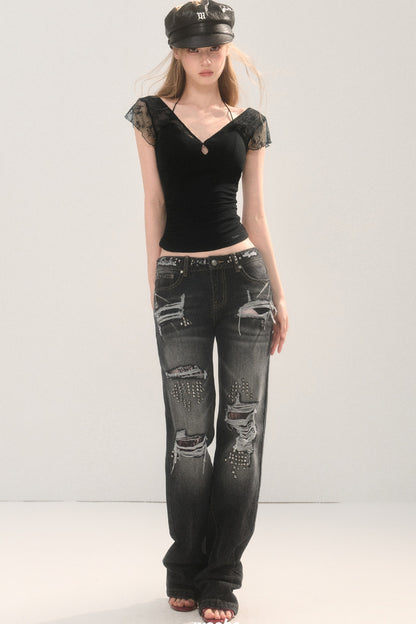 Straight Ripped Jeans