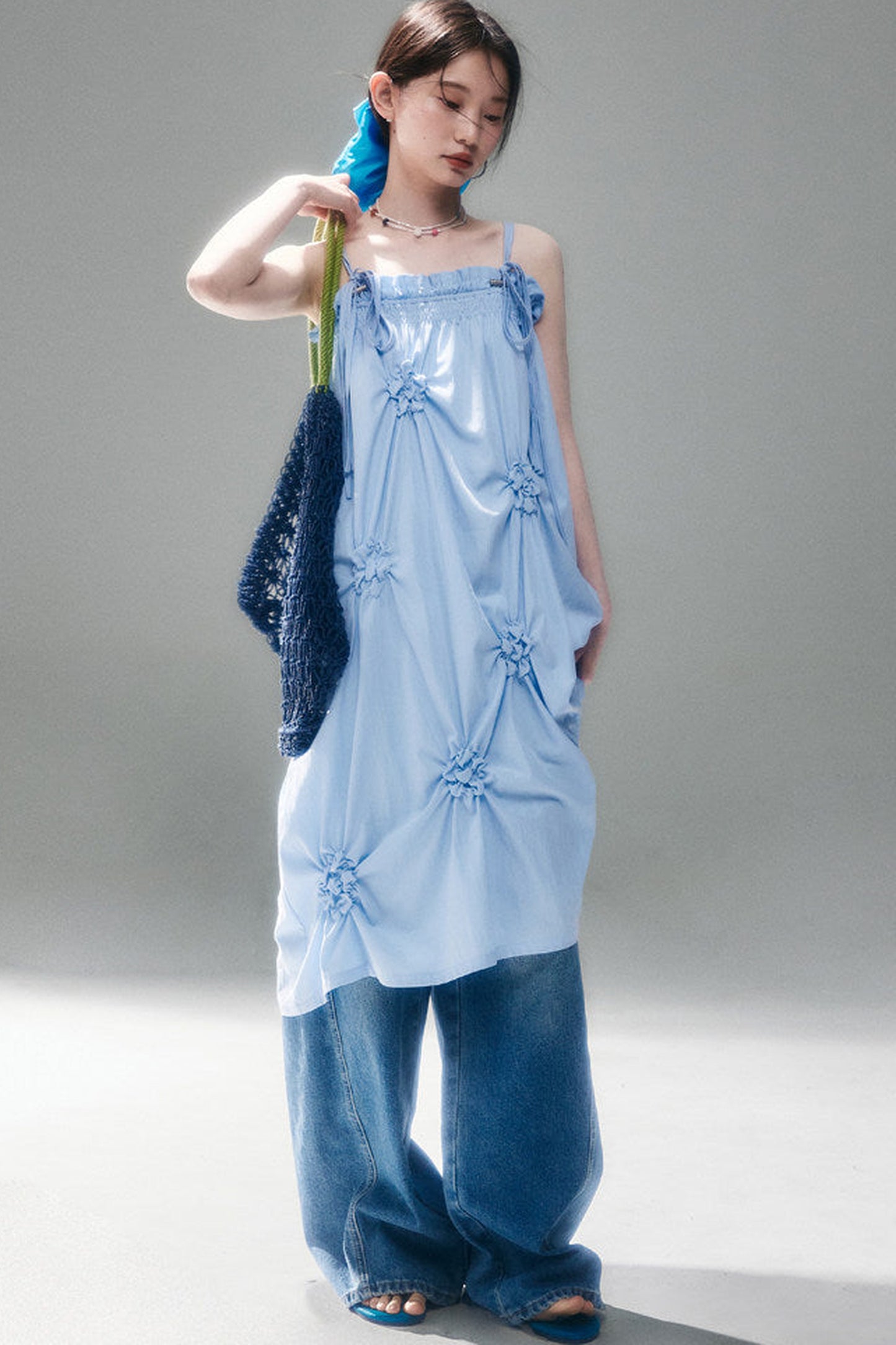 Marigold Pleated Flower Dress