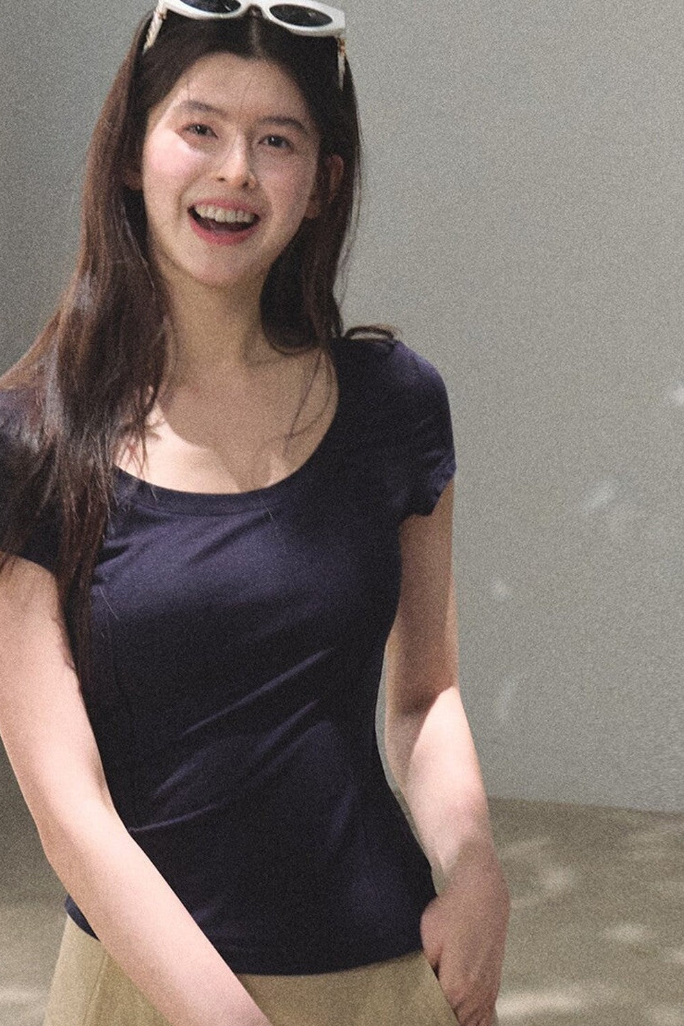 Lyocell V-Neck Short Sleeve Top