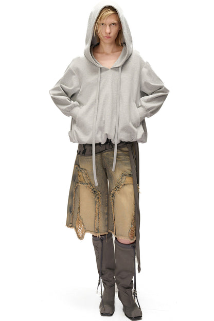 Bubble Cloud Floral-Shaped Loose-Fitting Pockets Hoodie