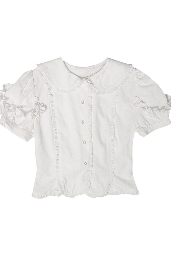 Petal Collar Puff Sleeve Blouse
