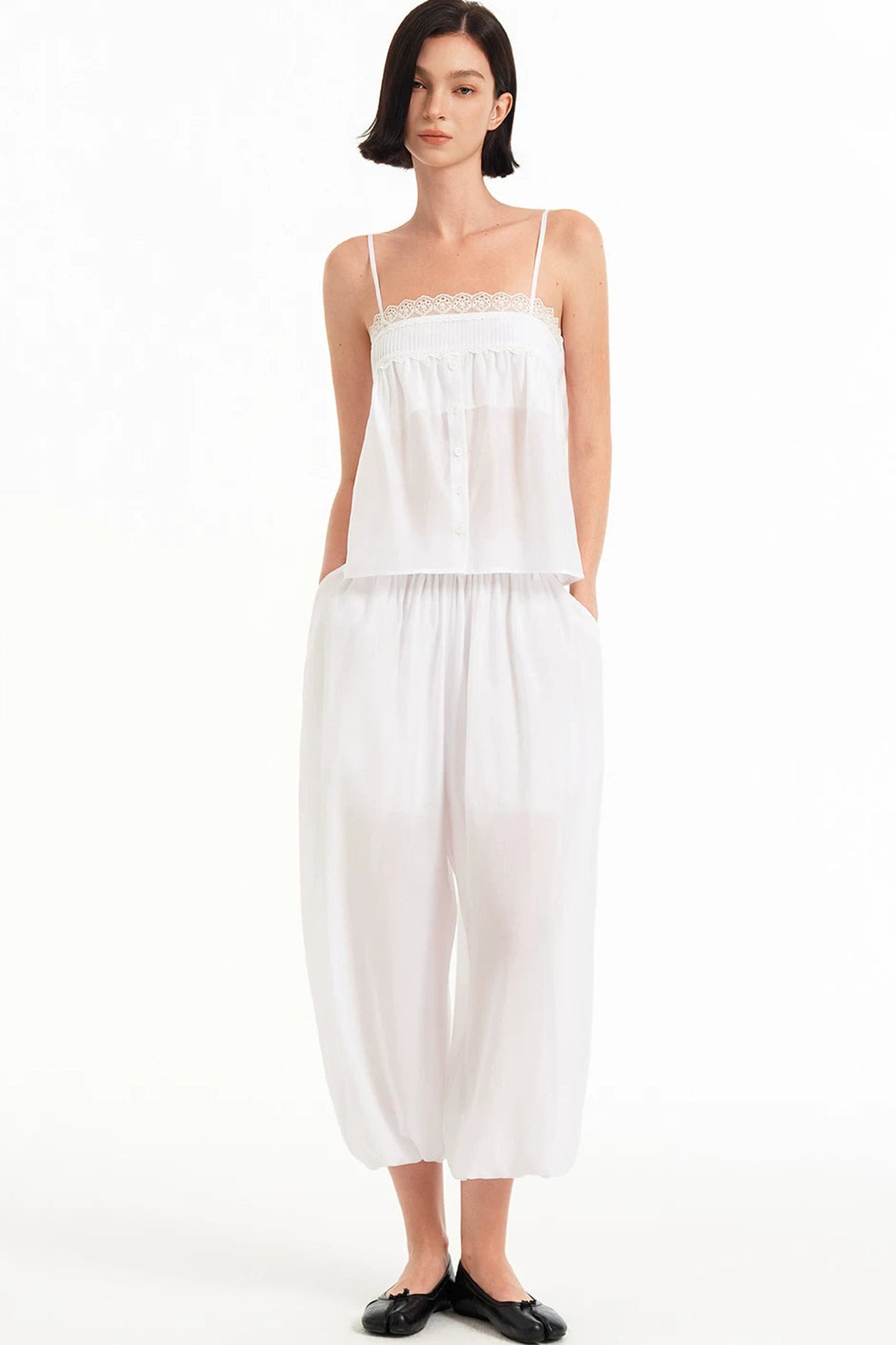 Tencel Lace-Trimmed Camisole Top Set-Up