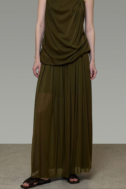 Sleeveless Top with Drapey Skirt Set-Up