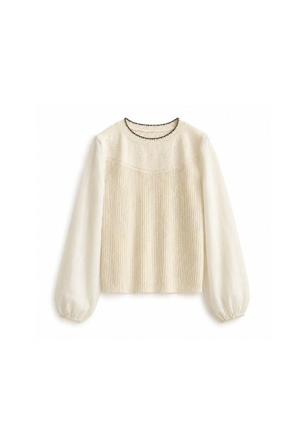 Layered-Look Hollow Knit Top