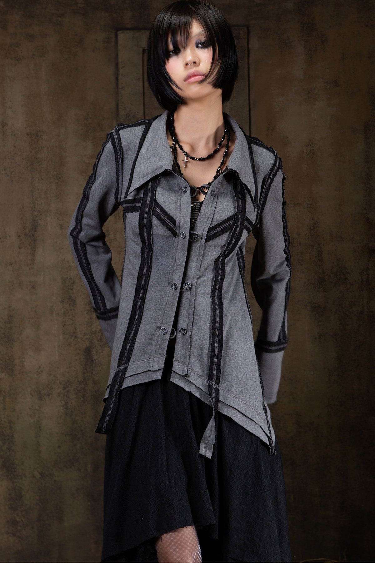 Two-Way Raw Edge Outerwear Shirt