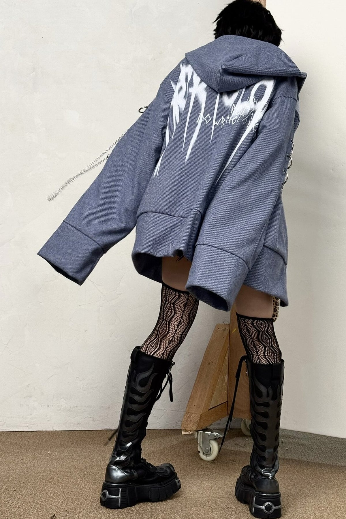 Striped Graffiti Print Jacket