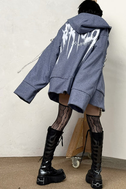 Striped Graffiti Print Jacket