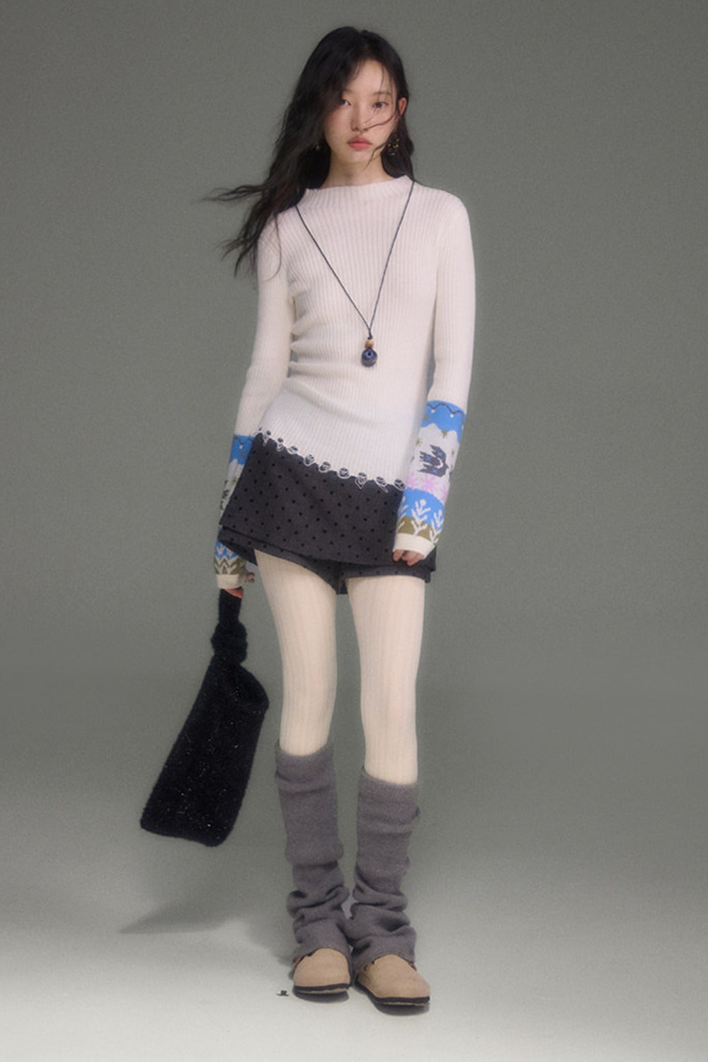 High-Waisted A-Line Polka Dot Layered-Look Skirt