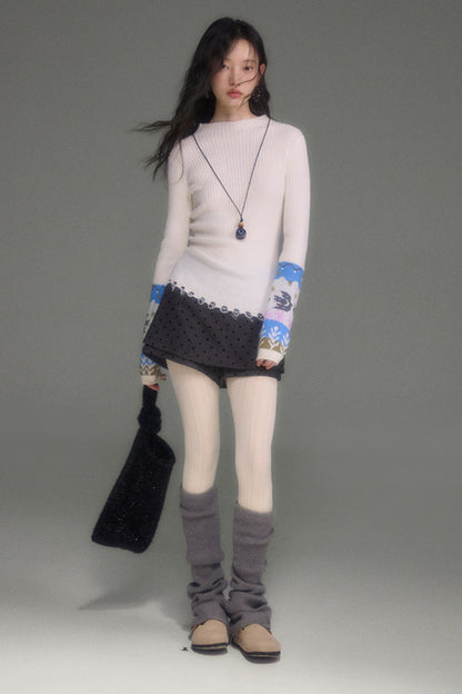 High-Waisted A-Line Polka Dot Layered-Look Skirt