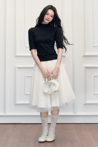 Mid-Sleeve Knit Sweater