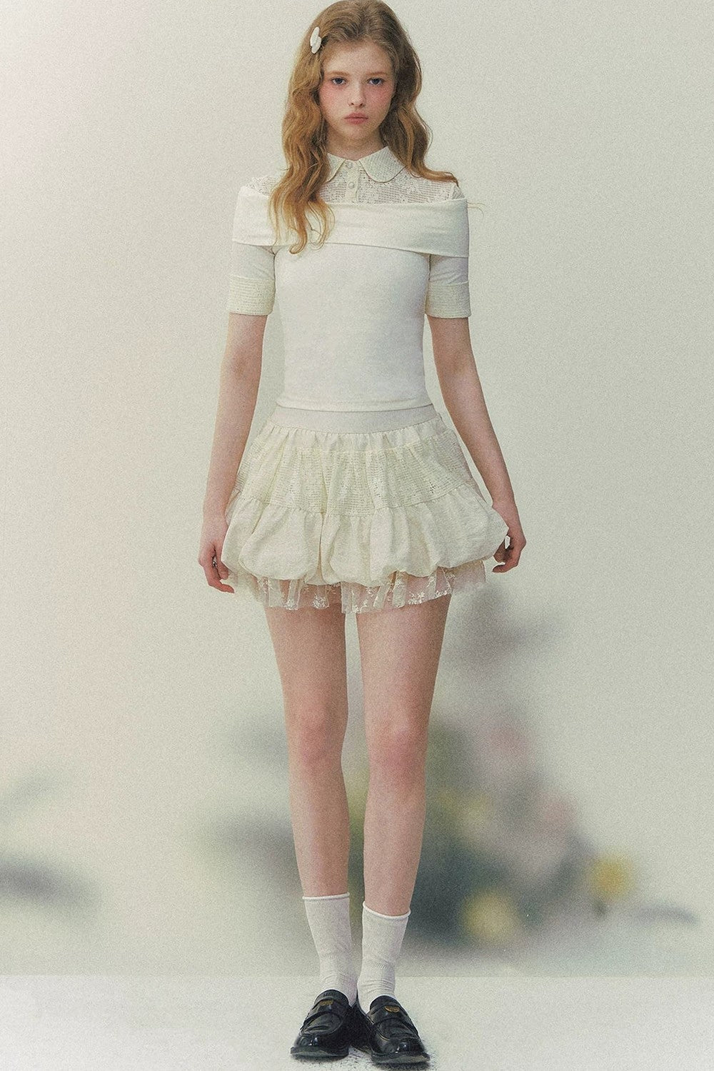 Retro Lace Tiered Skirt