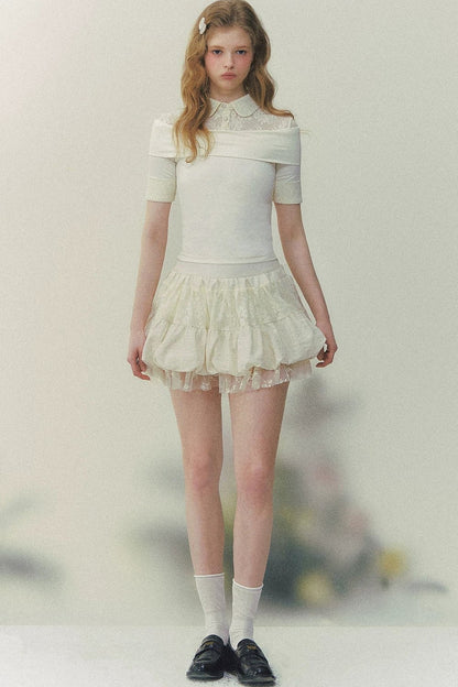 Retro Lace Tiered Skirt