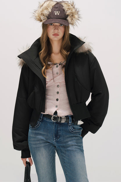 Black Winter Cotton Coat