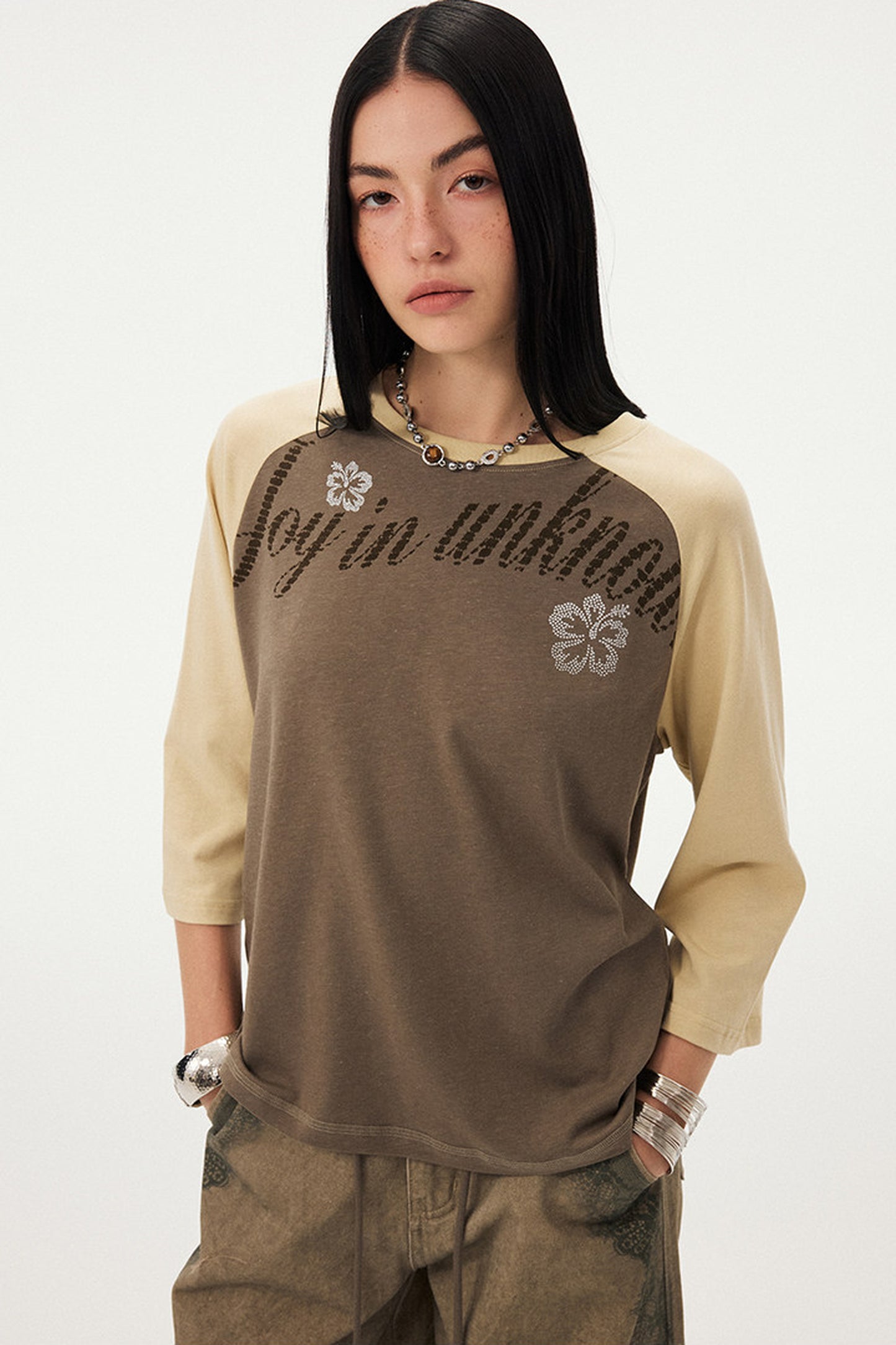 Oversized Slogan Print Raglan T-Shirt