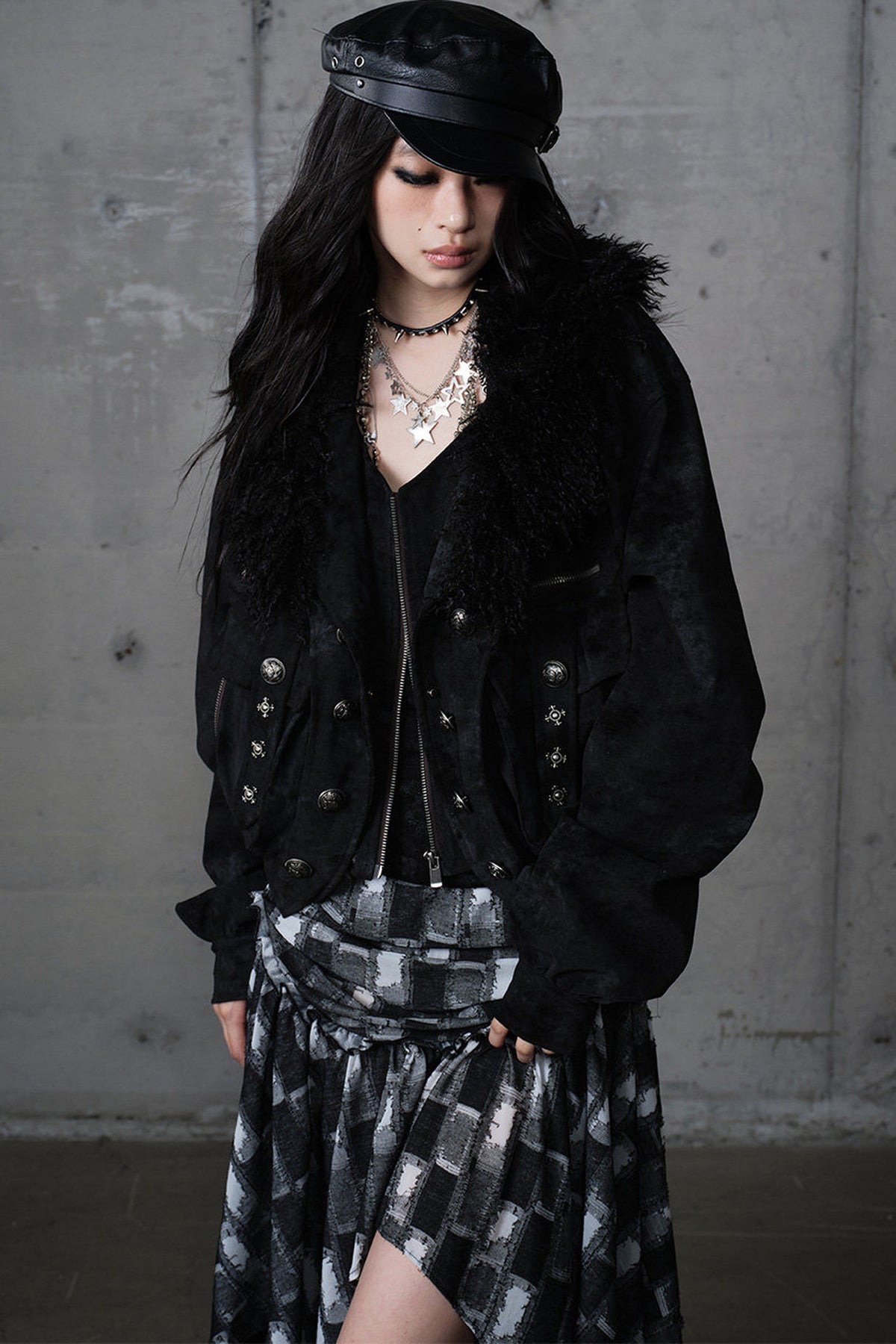 Functional Layered-Look Suede Jacket